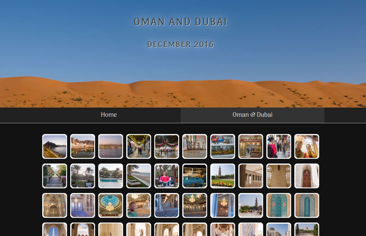 The single-page scrolling layout of a Fullpage gallery in a web browser